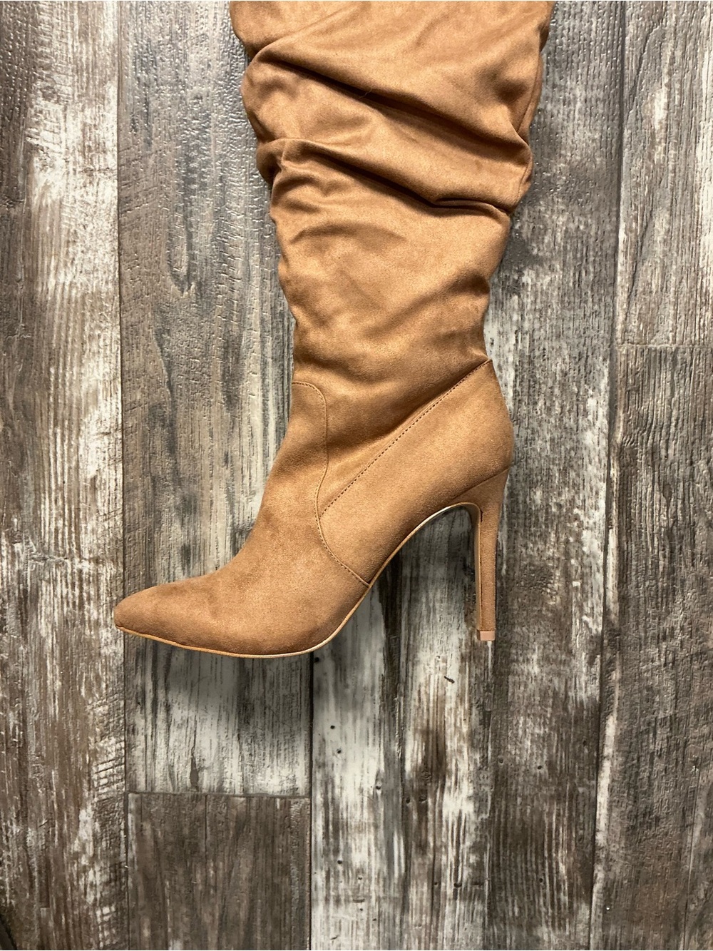 BCBGeneration Tan Slouch Over-the-Knee Stiletto Boots Size 8.5 - Picture 10 of 16